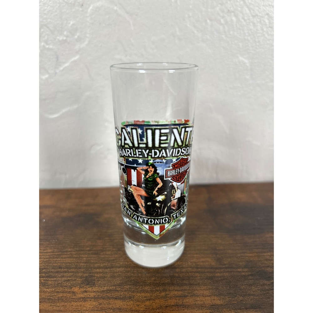 Harley-Davidson San Antonio Texas Caliente Pin-Up Shot‎ Glass Shooter 2008 Clear